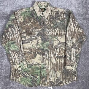 Vintage Cabelas Chamois Shirt Mens Size Medium Realtree Hunting‎ Camo Cotton USA